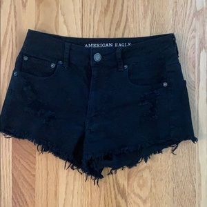 American Eagle High Rise Black Festival Shorts